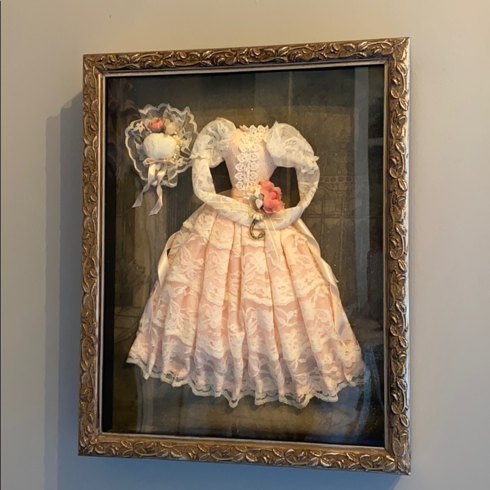 Antique Doll Wedding Dress Shadow Box